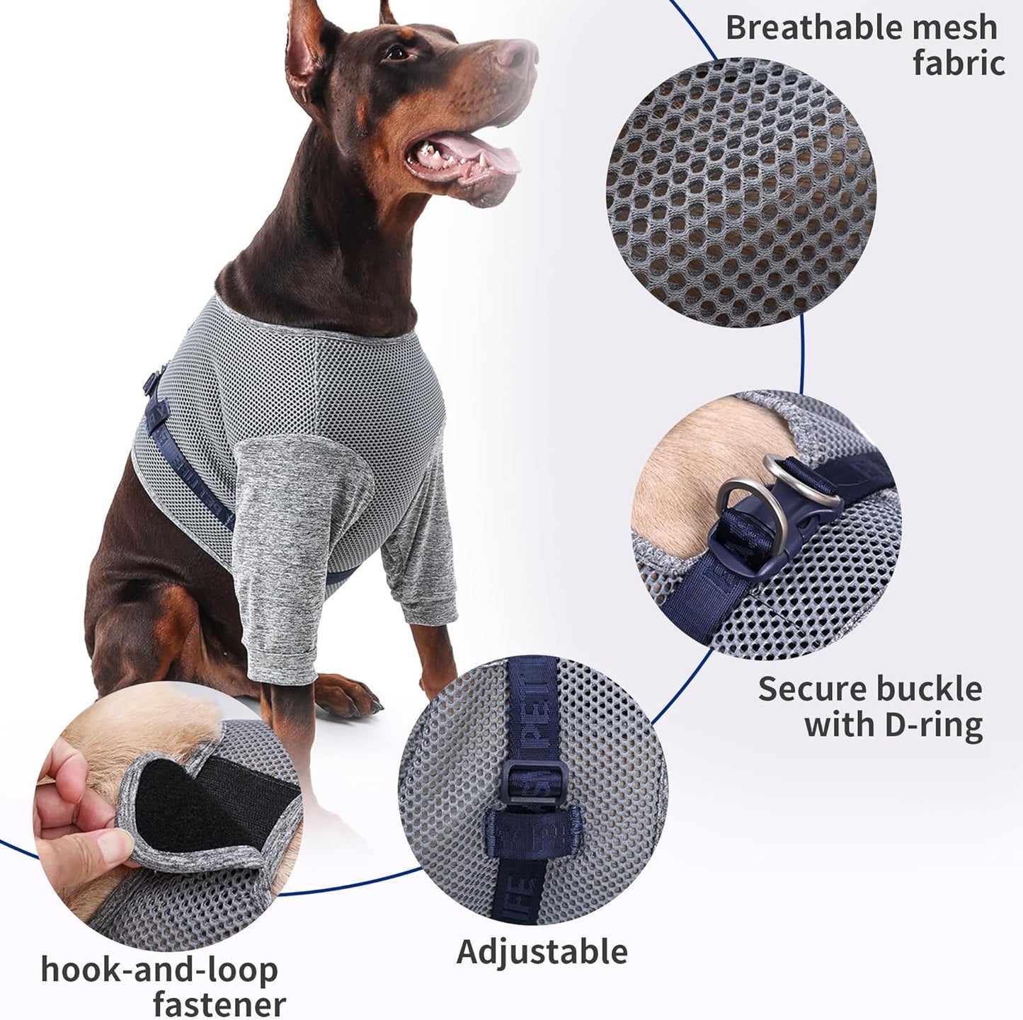Dog Recovery Sleeves - Soft Dog Surgery Recovery Sui, Breathable & Adjustable Post-Op Vest, Protects Your Dog's Elbows from Chafing and Stop Licking, Summer Cooling Recovery Suit (M)