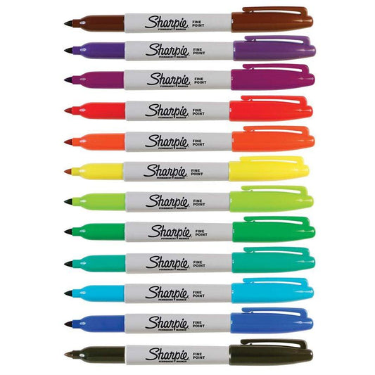 Heathrow Scientific 15092ZP Standard Fine Tip Sharpie Marker, Black